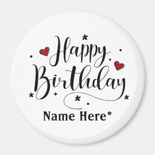 Aimant Bonne Anniversaire Minimaliste Typographie Calligr