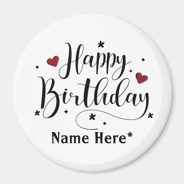 Aimant Bonne Anniversaire Minimaliste Typographie Calligr (Devant)