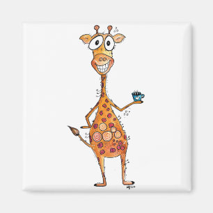 Aimant Bonne Giraffe Whimsical Boire Café