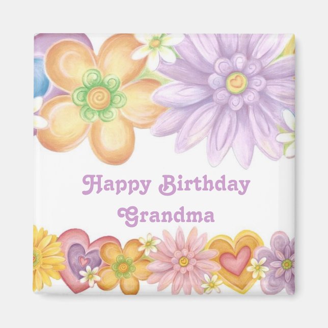 Aimant Bonne grand-mère d'anniversaire (Devant)