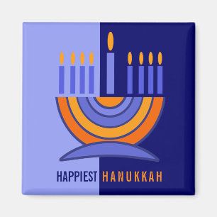 Aimant Bonne Hanoukka. Cadeau coloré Menorah