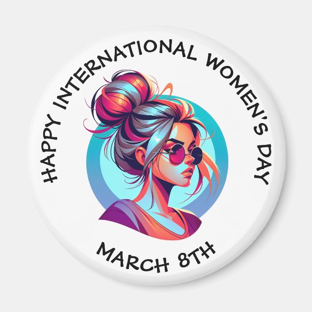 Aimant Bonne Journée internationale de la femme | 8 mars (Devant)