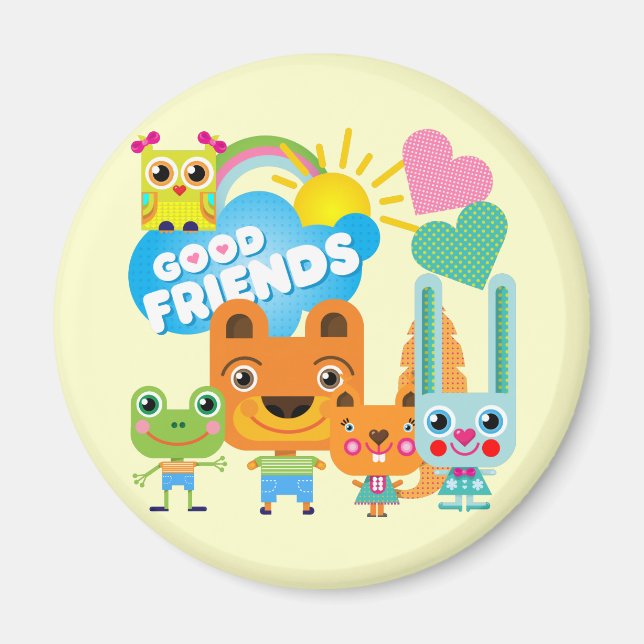 Aimant Bons amis d'animaux (Devant)