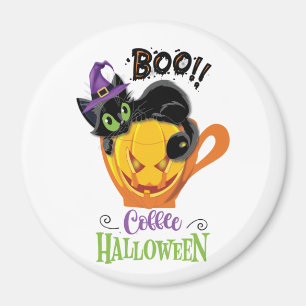 Aimant Boo Black Cat, Scary Pumkin Coffee Halloween
