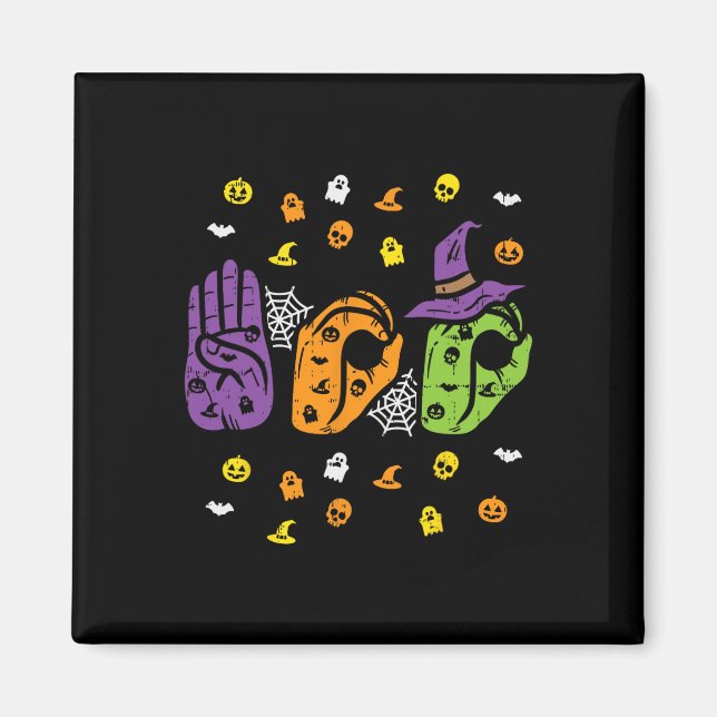 Aimant Boo Hands American Sign Language Pride ASL Hallowe (Devant)
