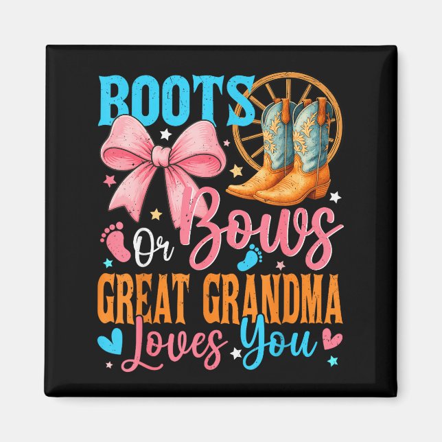 Aimant Boots Or Bows Great Grandma Loves You Gender Revea (Devant)