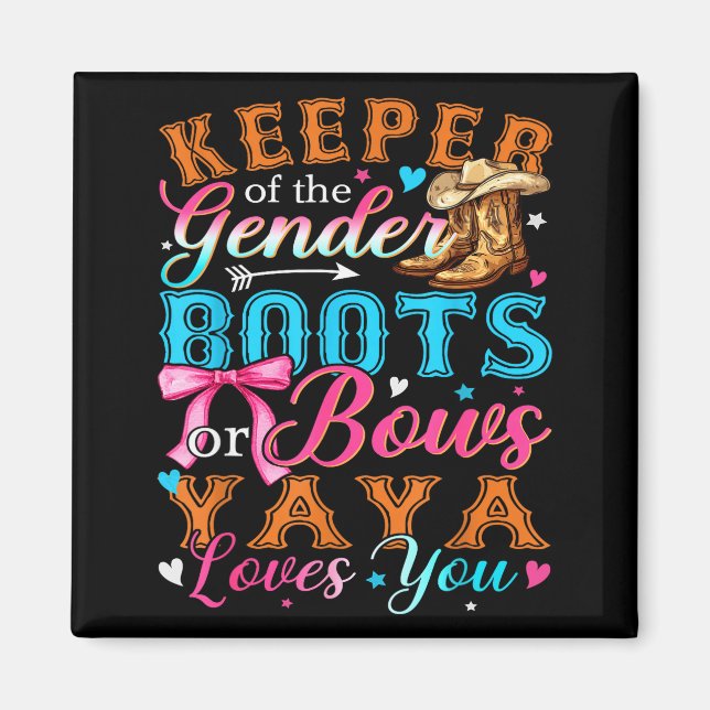 Aimant Boots Or Bows Yaya Loves You Gender Reveal Family  (Devant)