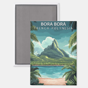 Aimant Bora Bora Polynésie Vintage Tropical
