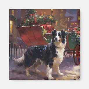 Aimant Border Collie Noël Saison Festive