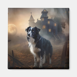 Aimant Bordure Collie Halloween effroi