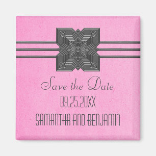 Aimant Bordure de médaillon rose Enregistrer l'aimant de