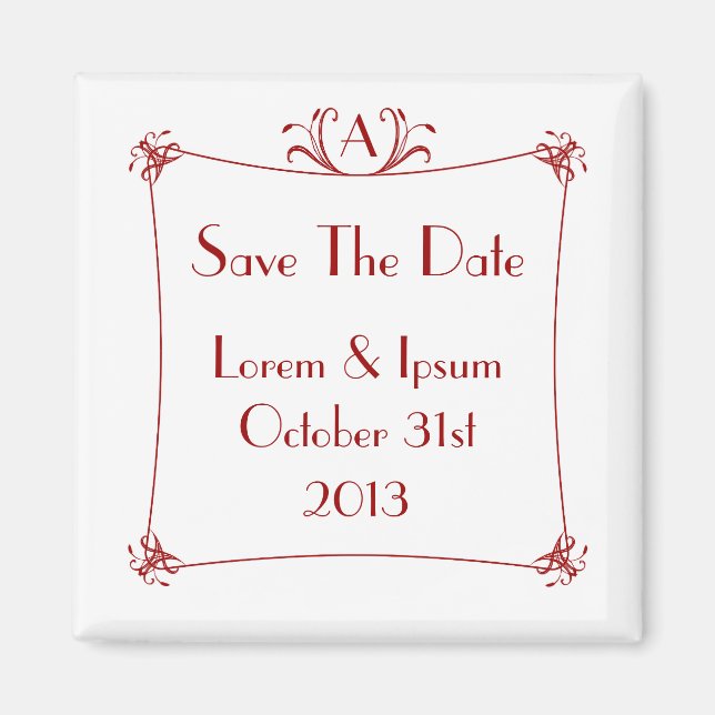 Aimant Bordure Elégante Personnalisable Avec Monogramme (Devant)