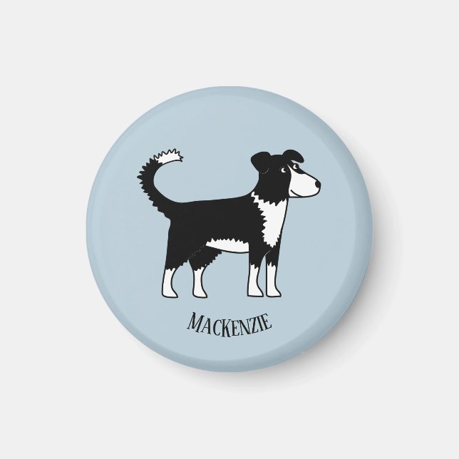 Aimant Bordure mignonne galloise Collie Sheepdog Nom pers (Devant)