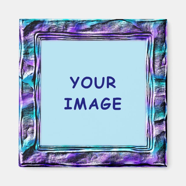 Aimant Bordure moderne Turquoise et violet Faux (Devant)