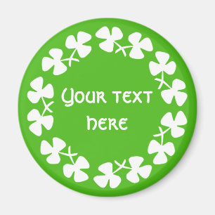 Aimant Bordure Shamrock blanche Ajouter un texte