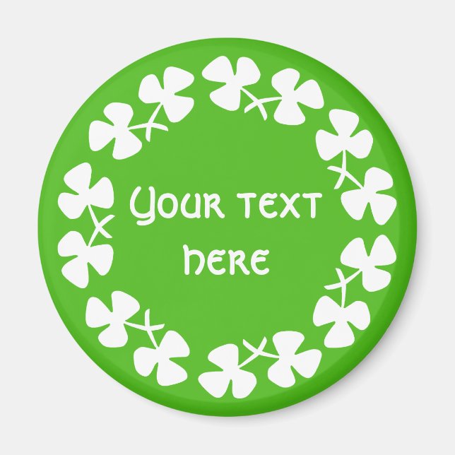 Aimant Bordure Shamrock blanche Ajouter un texte (Devant)