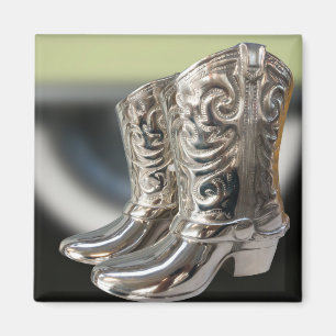 Aimant Bottes de cowboy argentées