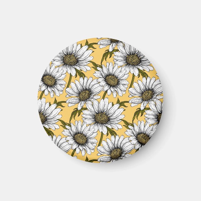 Aimant Bouches blanches, fleurs sauvages sur jaune (Devant)