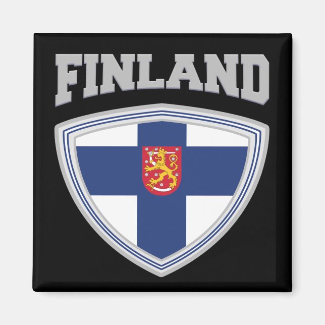 Aimant Bouclier et emblème de drapeau de Finlande (Devant)