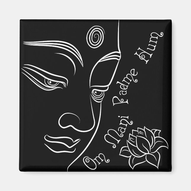 Aimant Bouddha méditation lotus flower Blanc (Devant)