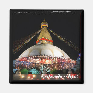 Aimant Boudhanath Stupa la nuit, Katmandou - Népal