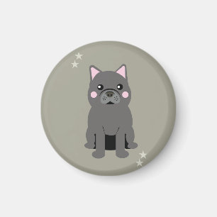 Aimant Bouldog français gris joues mignonnes