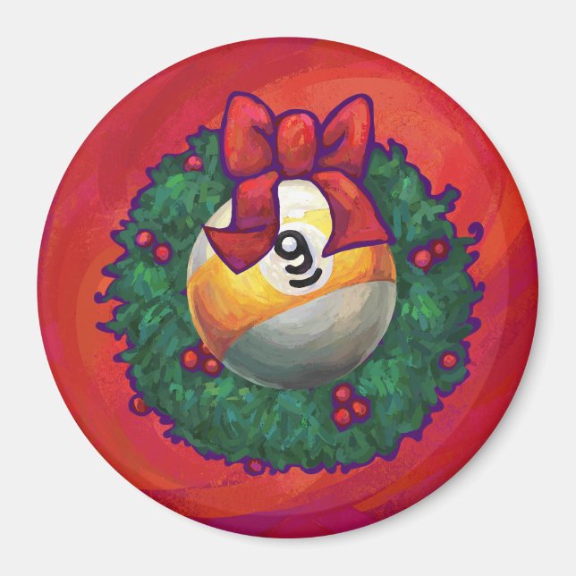 Aimant Boule de billard neuf dans une guirlande de Noël s (Devant)