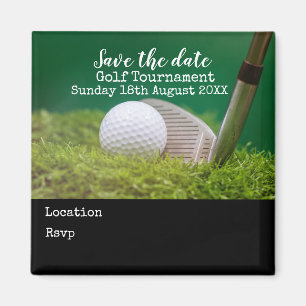 Aimant Boule de golf avec club de golf sur vert enregistr