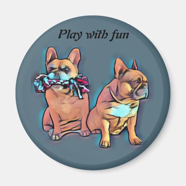 Aimant Bouledogue français deux amis French Bulldog (Devant)