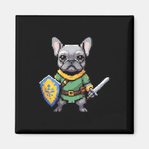 Aimant Bouledogue français en personnage de jeu vidéo rét