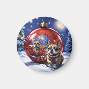 Aimant Bouledogue français Noël French Bulldog