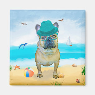 Aimant Bouledogue français sur la plage