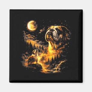 Aimant Bouledogue hurle à la Lune Vintage 90s Drôle de Ch