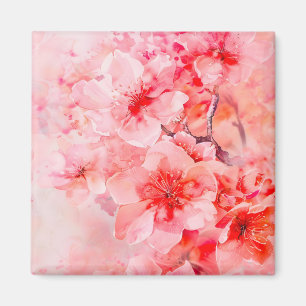 Aimant Boules de fleurs de cerisier d'aquarelle