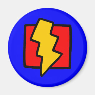 Aimant Boulon de foudre bleu et jaune rouge