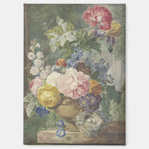 Aimant Bouquet de fleurs dans un vase avec un nid d'oisea