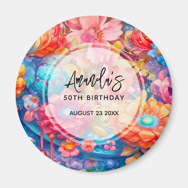 Aimant Bouquet de fleurs d'été Whimsical Boho Anniversair (Devant)