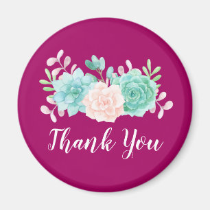 Aimant Bouquet de fleurs rose et vert Pastel sur Magenta