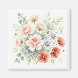 Aimant Bouquet de fleurs sauvages de jardin de campagne à
