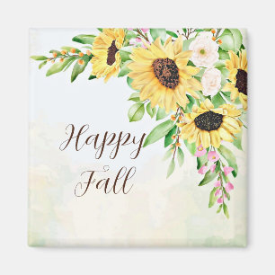 Aimant Bouquet de tournesols avec texte personnalisable