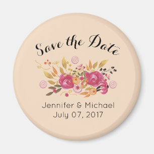 Aimant Bouquet Floral Rose & Orange Enregistrer La Date M