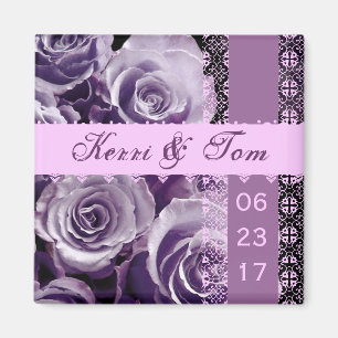 Aimant Bouquet rose de mariage pourpre lilas avec la
