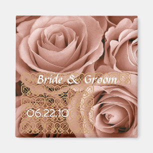 Aimant Bouquet rose de mariage vintage avec la dentelle