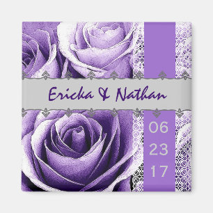 Aimant Bouquet rose de pourpre et de noces d'argent avec