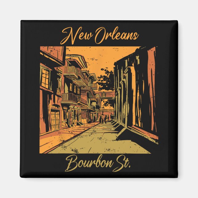 Aimant Bourbon Street New Orleans Souvenir Louisiana Mard (Devant)