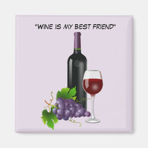 Aimant Bouteille à vin Animée avec verre