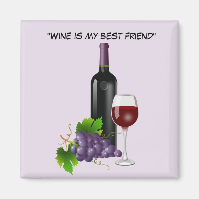 Aimant Bouteille à vin Animée avec verre (Devant)