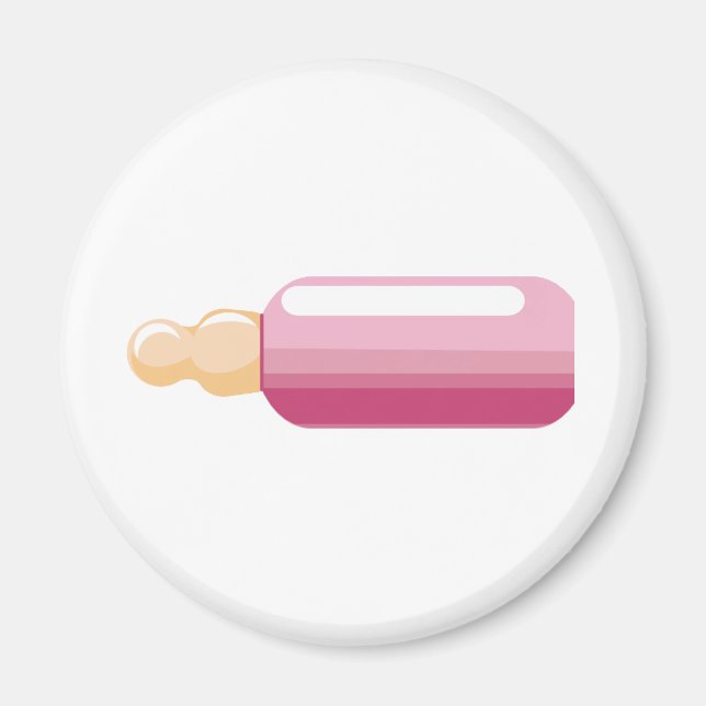 Aimant Bouteille de bébé rose Nouveau bébé fille (Devant)
