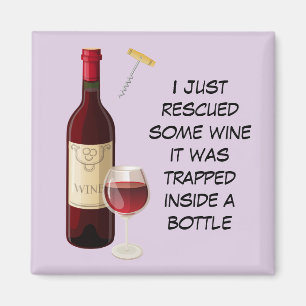 Aimant Bouteille de vin et illustration en verre