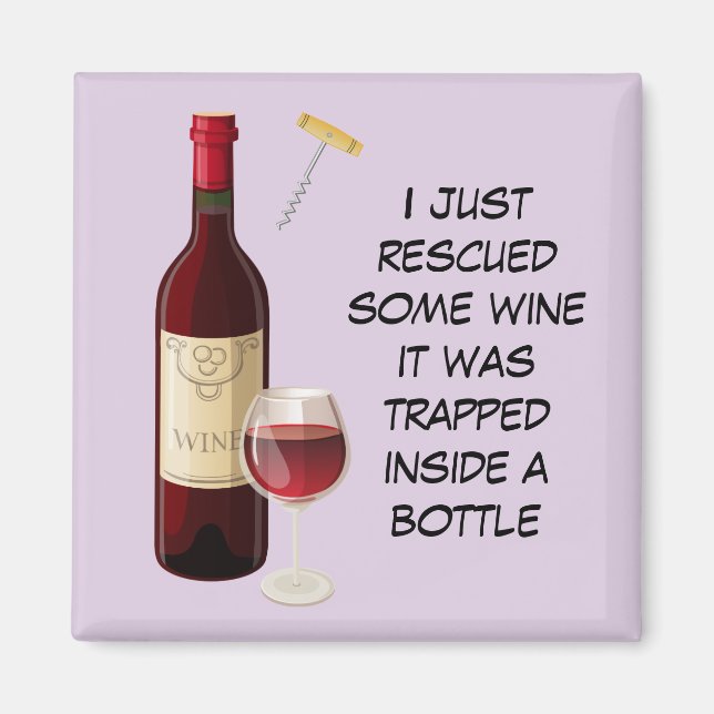 Aimant Bouteille de vin et illustration en verre (Devant)